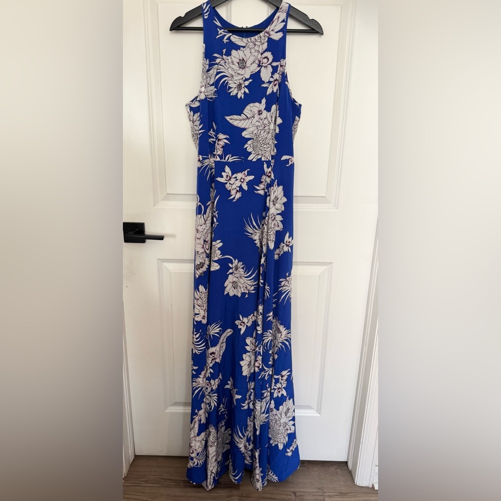 Yumi Kim Dream Tahiti Sunrise Maxi Dress Womens Sz Medium Blue Silk High Slit - Picture 6 of 8